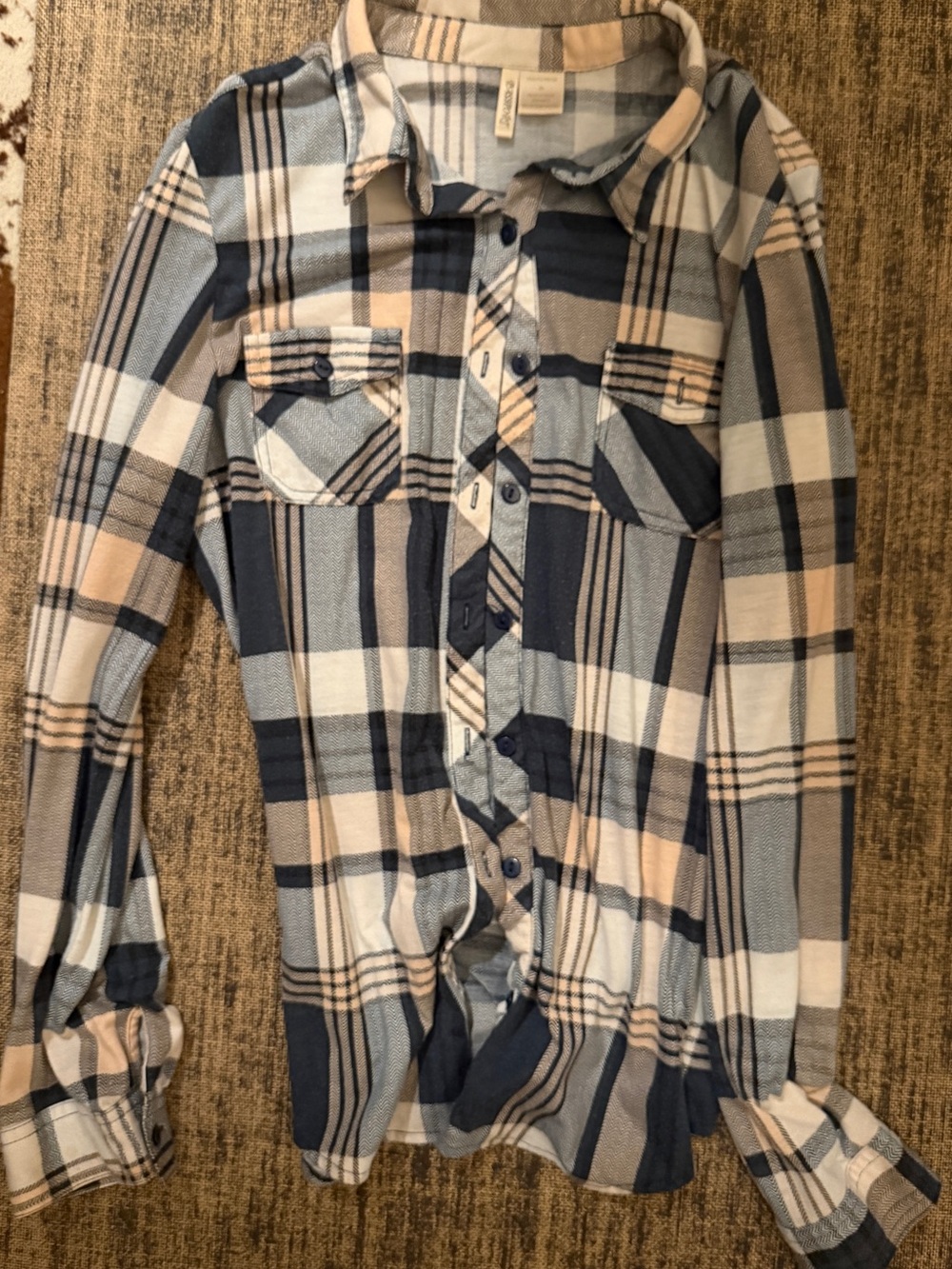 Passport Plaid Button-Down Shirt in Blue and Cream